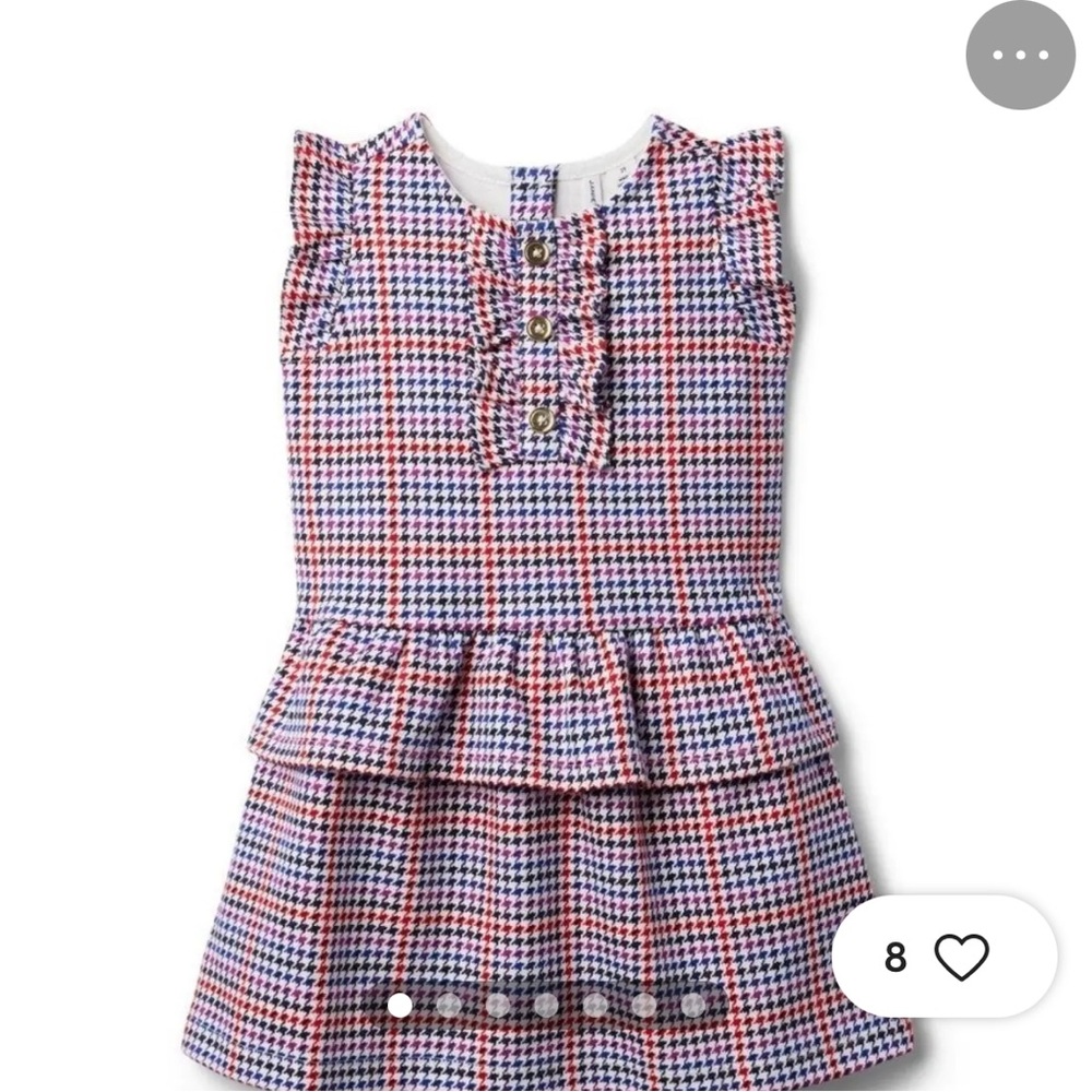 NWT! Janie & Jack Blue, Red, Purple Houndstooth Sleeveless Ruffle Dress - size 7